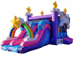 Unicorn Double Slide Bounce House Dry Option