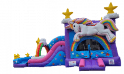 Unicorn Double Slide Bounce House Wet Option